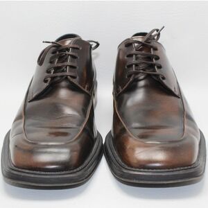 Kenneth Cole Reaction Mens Brown Leather Square Toe Oxford Dress Shoes Size 10